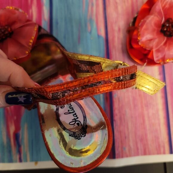 Italina Red and Gold Leopard Print Heels - Picture 6 of 16